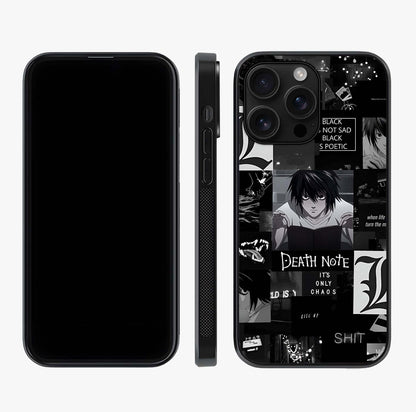 Midnight Chaos Mind Glass Case displayed upright for full design visibility and premium finish.