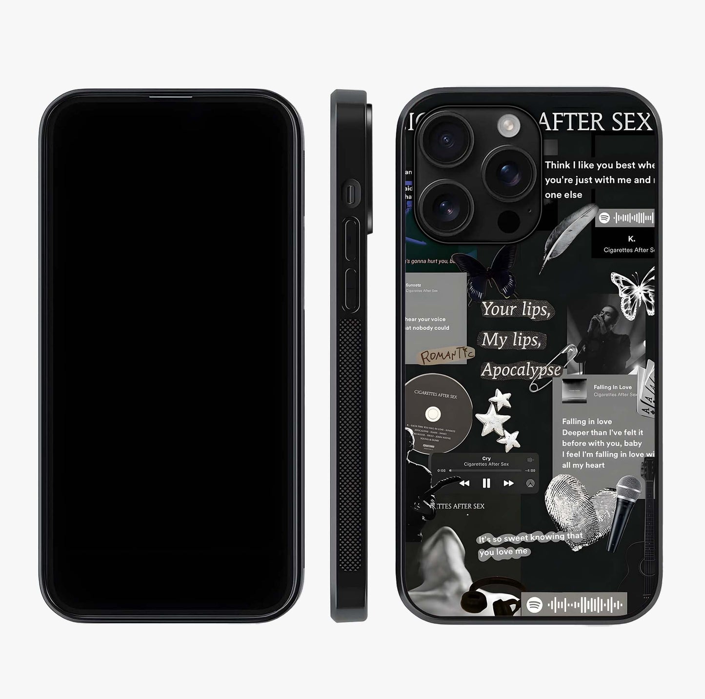 Midnight Love Echo Glass Case displayed upright for full design visibility and premium finish.