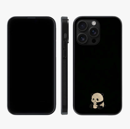 Midnight Panda Love Glass Case displayed upright for full design visibility and premium finish.
