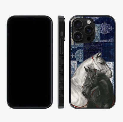 Midnight Stallion Blues Glass Case displayed upright for full design visibility and premium finish.