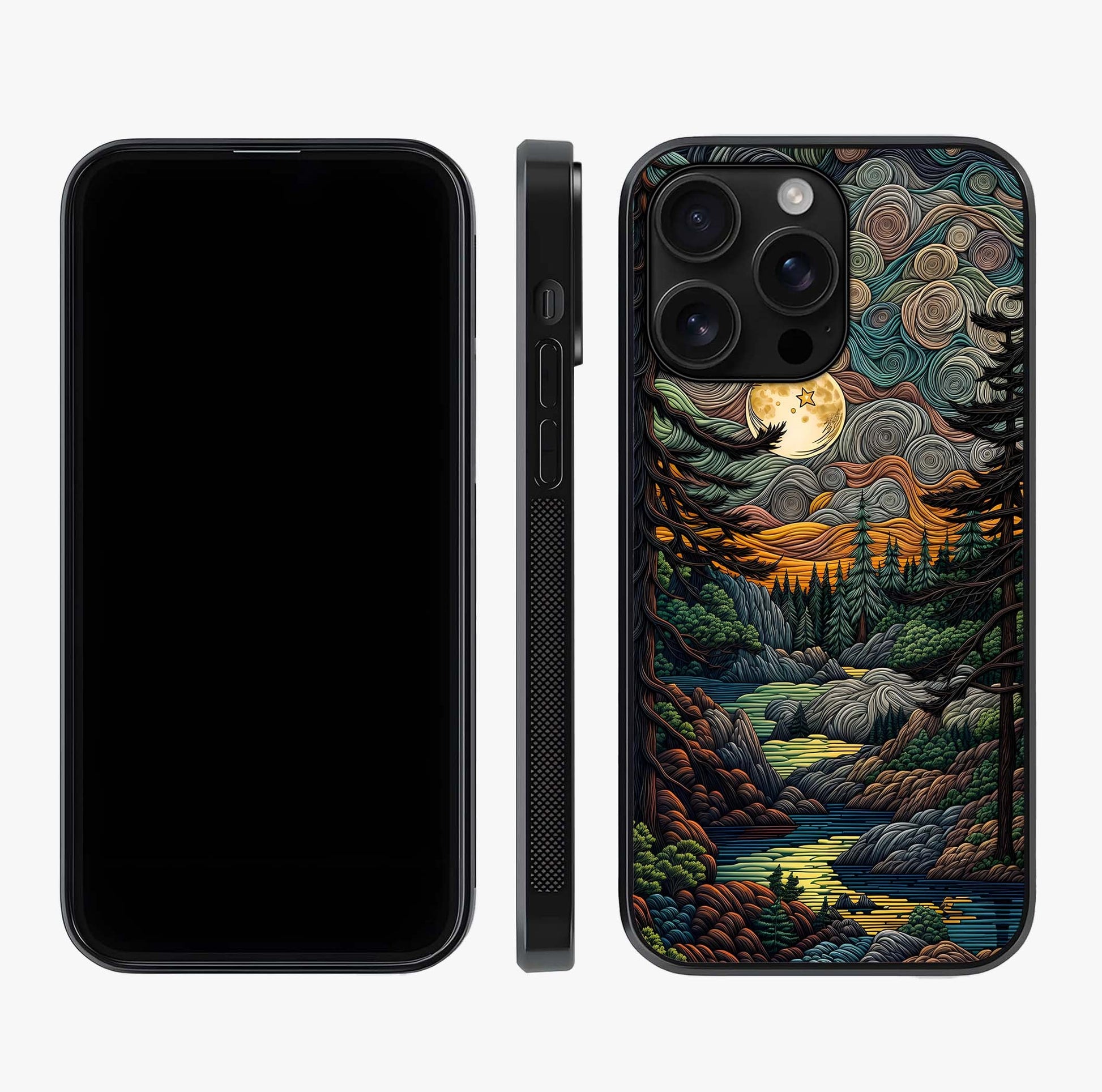 Moonlight Forest Dream Glass Case displayed upright for full design visibility and premium finish.
