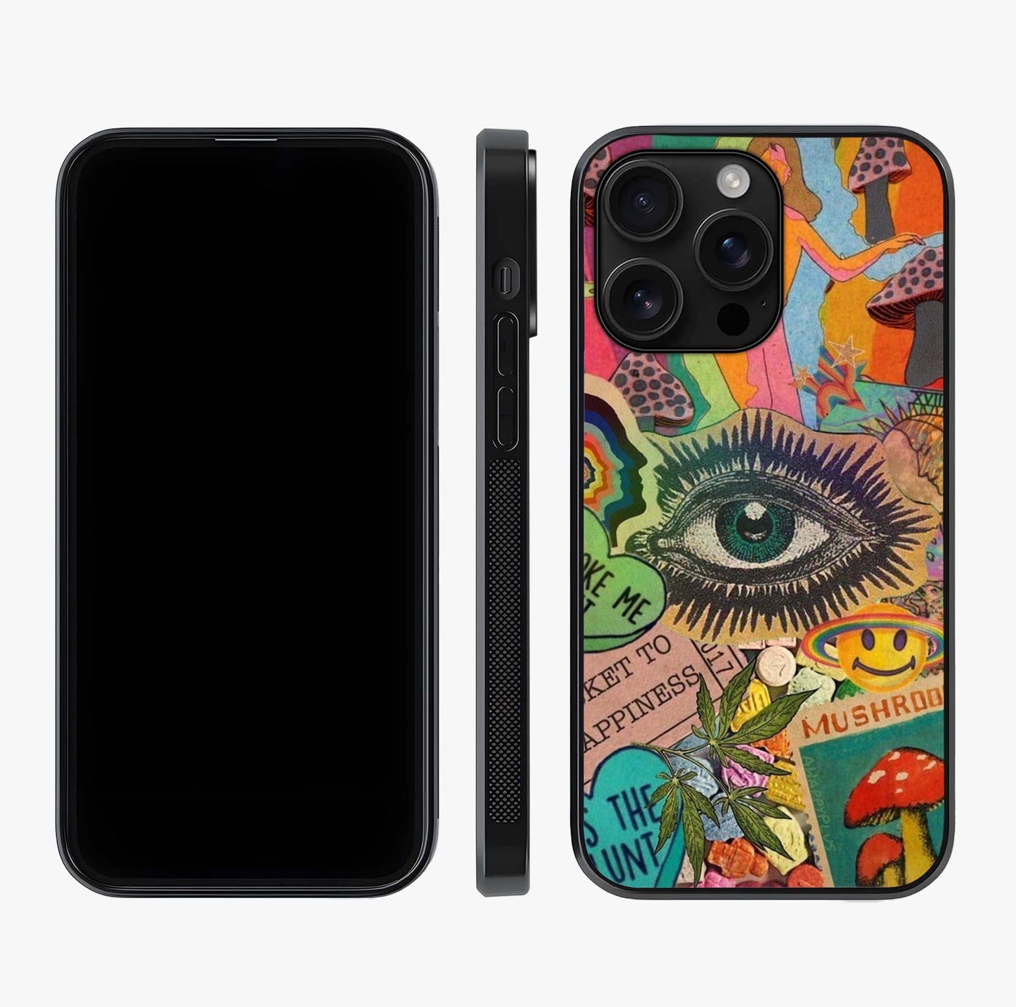 Mystic Eye Wonderland Glass Case displayed upright for full design visibility and premium finish.