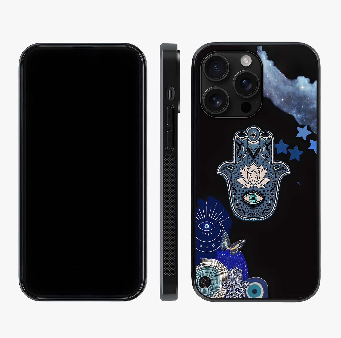 Mystic Hand Aura Glass Case displayed upright for full design visibility and premium finish.