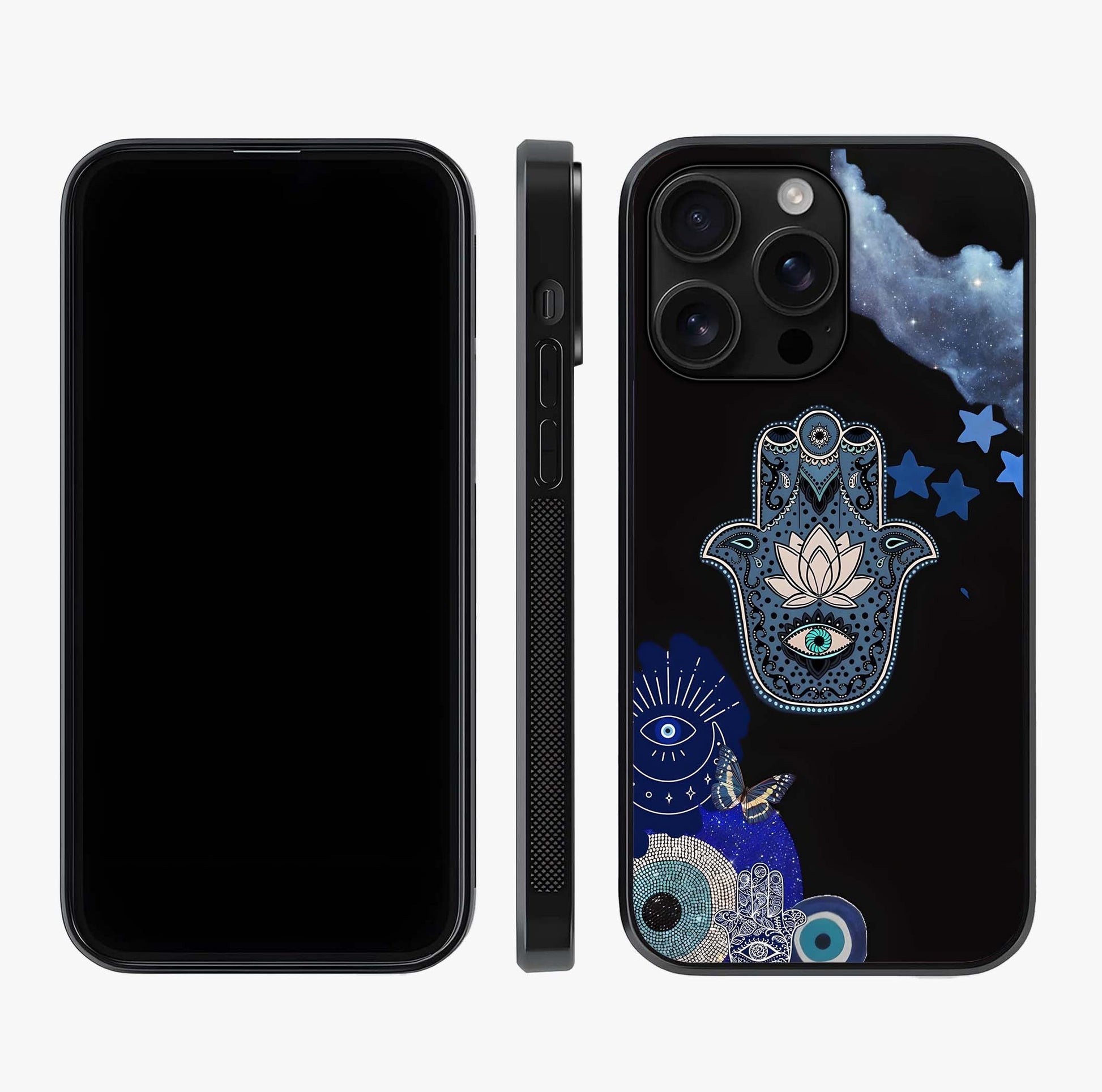 Mystic Hand Aura Glass Case displayed upright for full design visibility and premium finish.