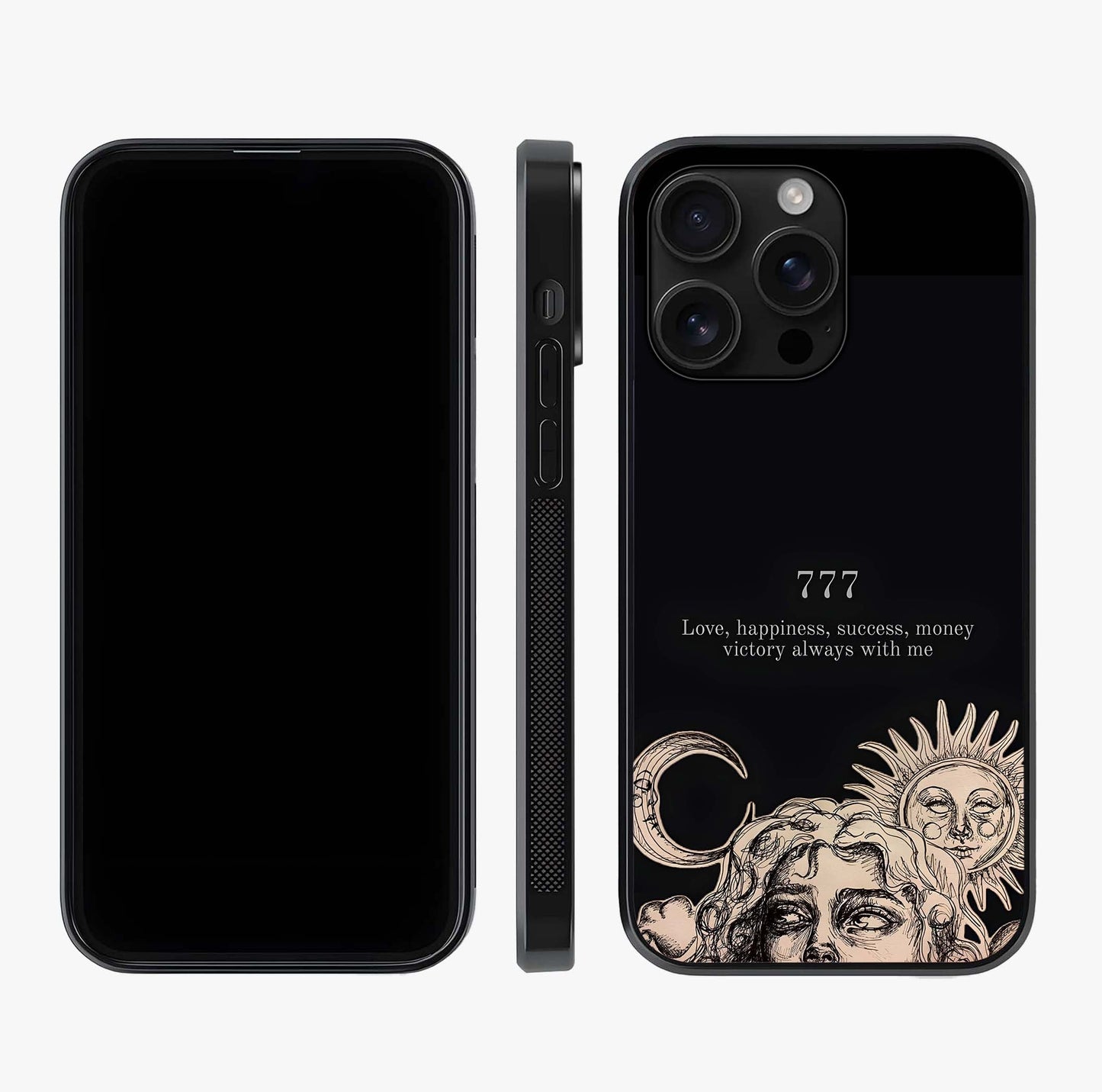 Mystic Victory Aura Glass Case displayed upright for full design visibility and premium finish.