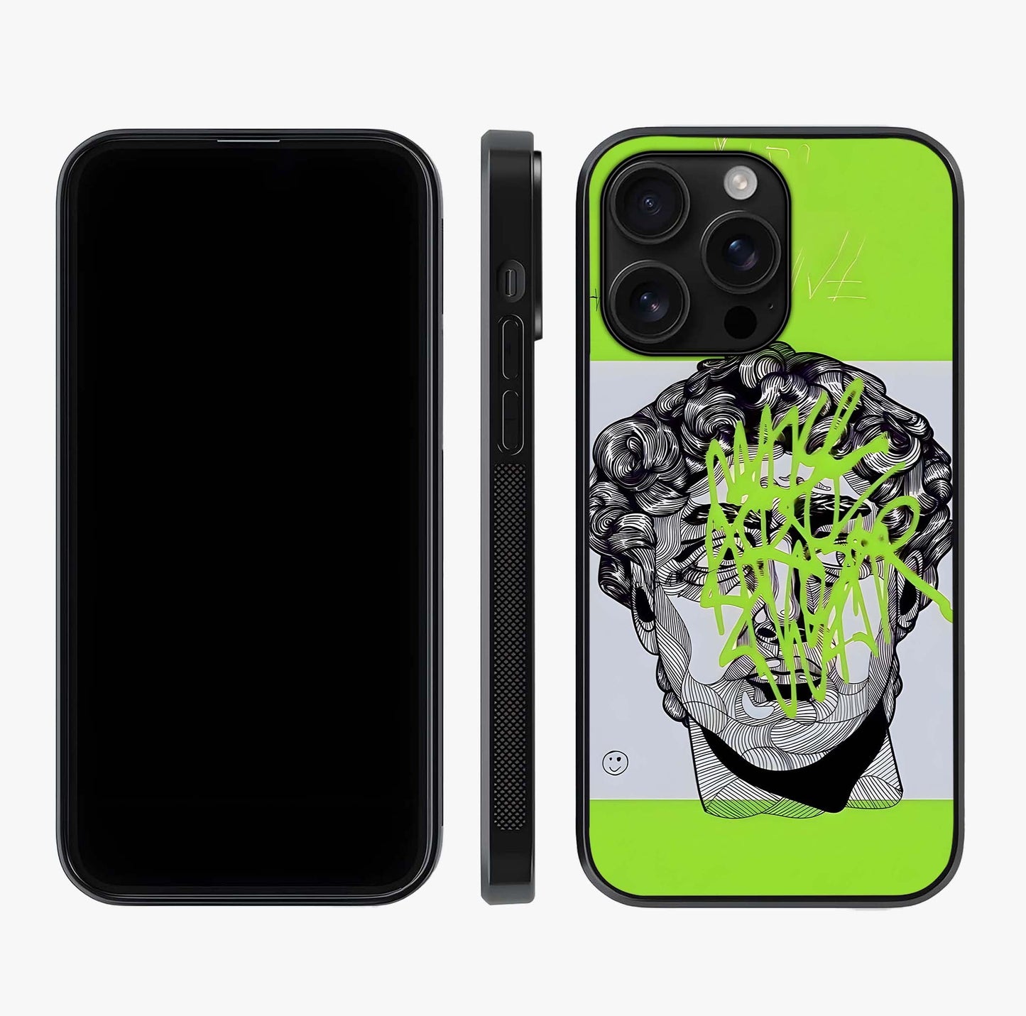 Neo Graffiti Rebellion Glass Case displayed upright for full design visibility and premium finish.
