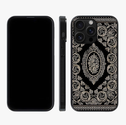 Noir Bloom Elegance Glass Case displayed upright for full design visibility and premium finish.