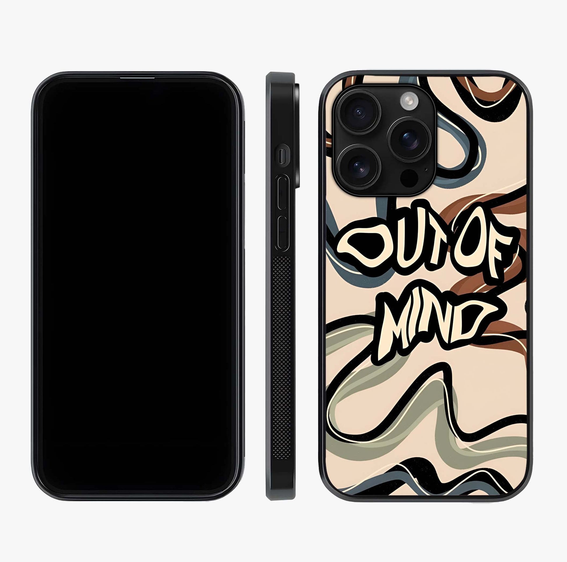 Out Of Mind Glass Case displayed upright for full design visibility and premium finish.