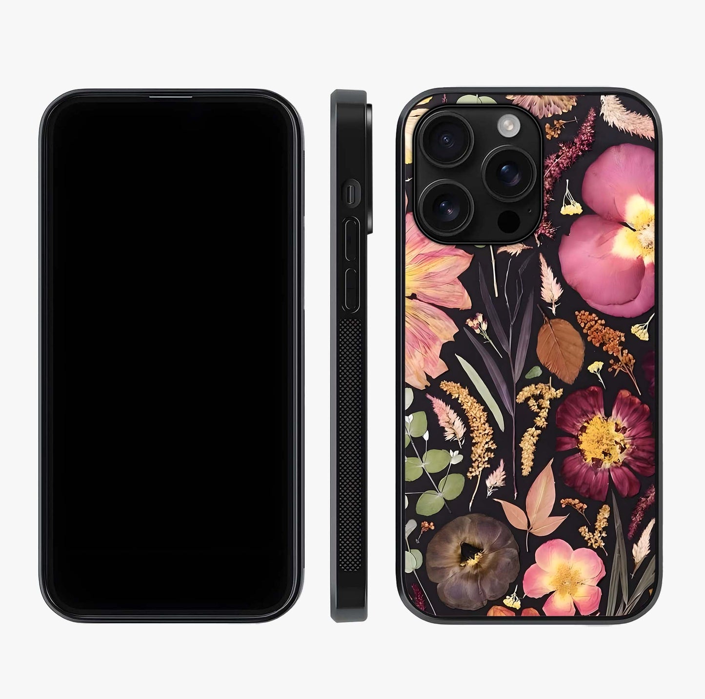 Petal Dream Tapestry Glass Case displayed upright for full design visibility and premium finish.