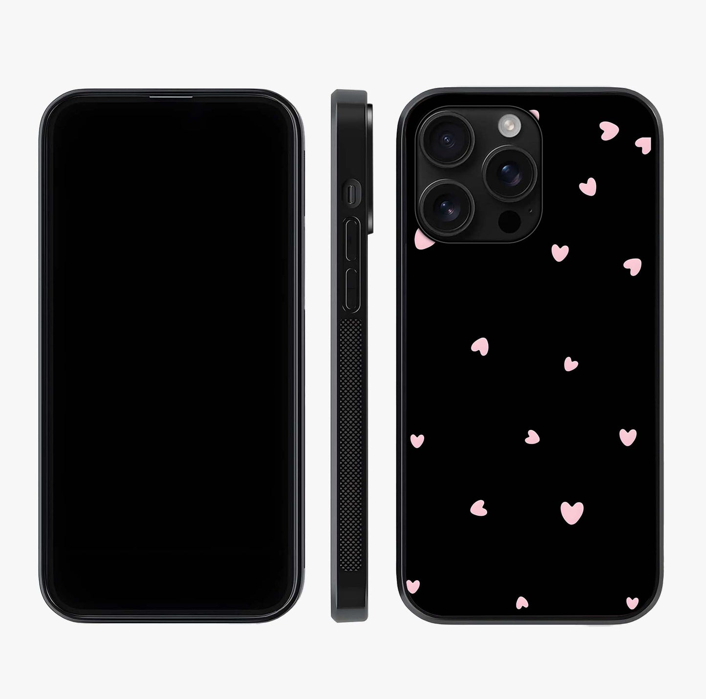 Pink Love Drops Glass Case displayed upright for full design visibility and premium finish.
