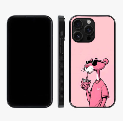 Pink Panther Glass Case displayed upright for full design visibility and premium finish.