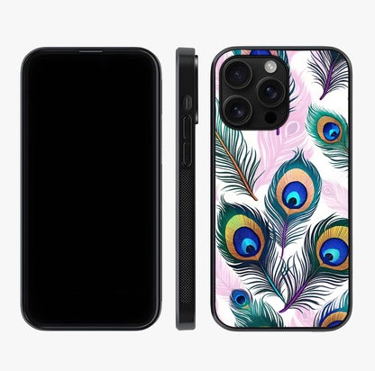 Royal Peacock Feathers Glass Case displayed upright for full design visibility and premium finish.
