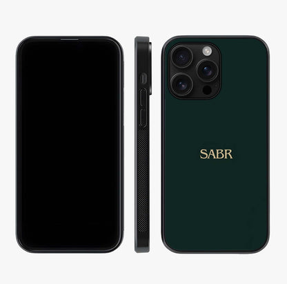 Sabr Minimal Patience Glass Case displayed upright for full design visibility and premium finish.