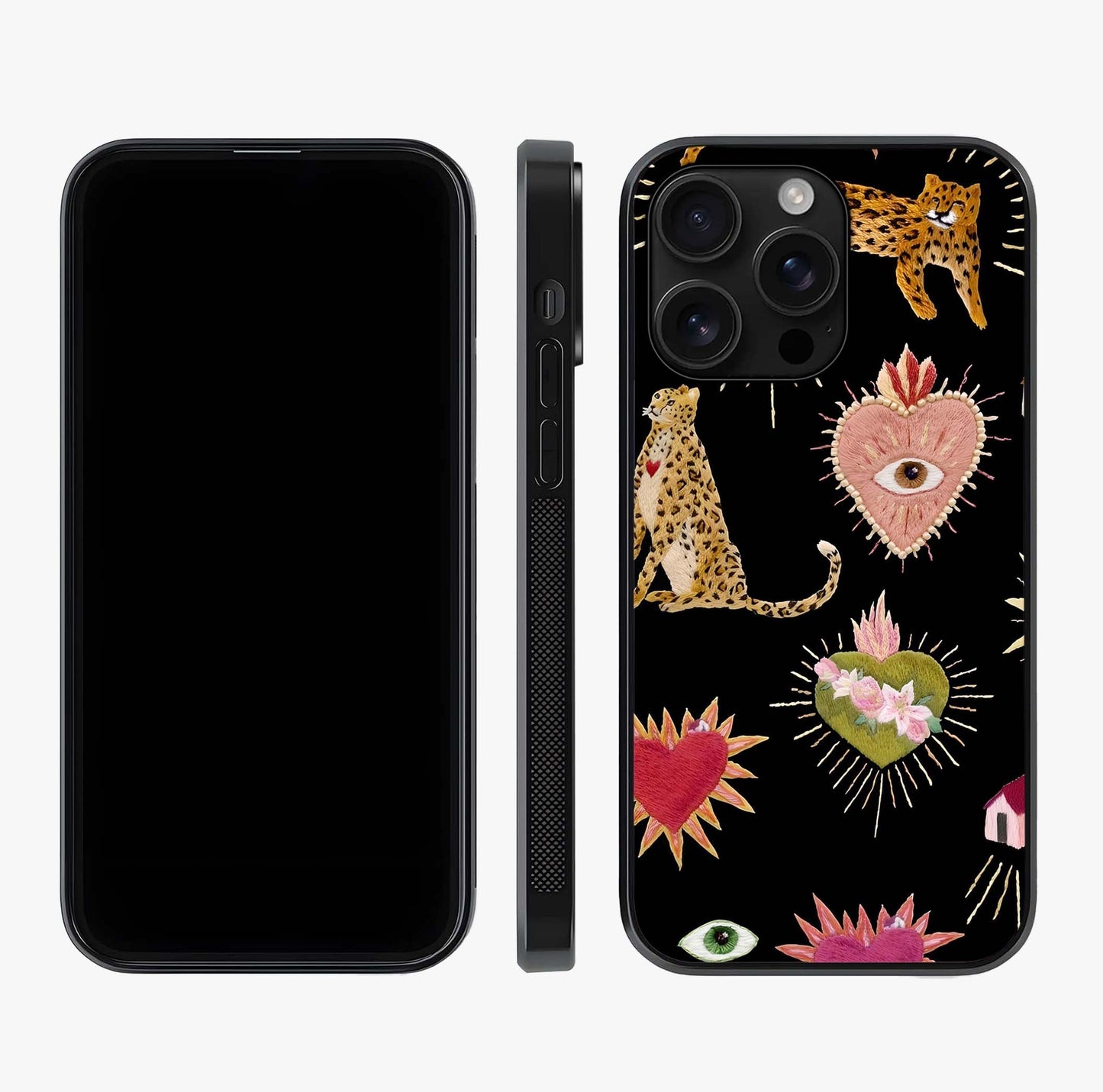 Sacred Jungle Heart Glass Case displayed upright for full design visibility and premium finish.