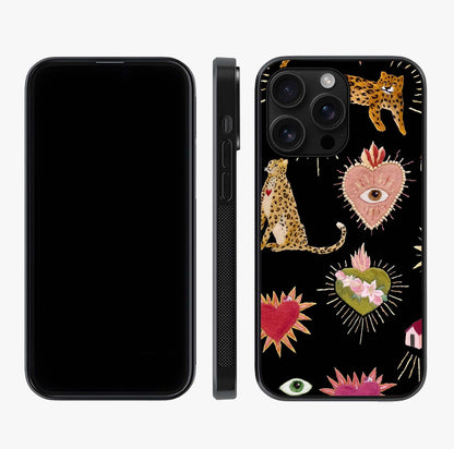 Sacred Jungle Heart Glass Case displayed upright for full design visibility and premium finish.