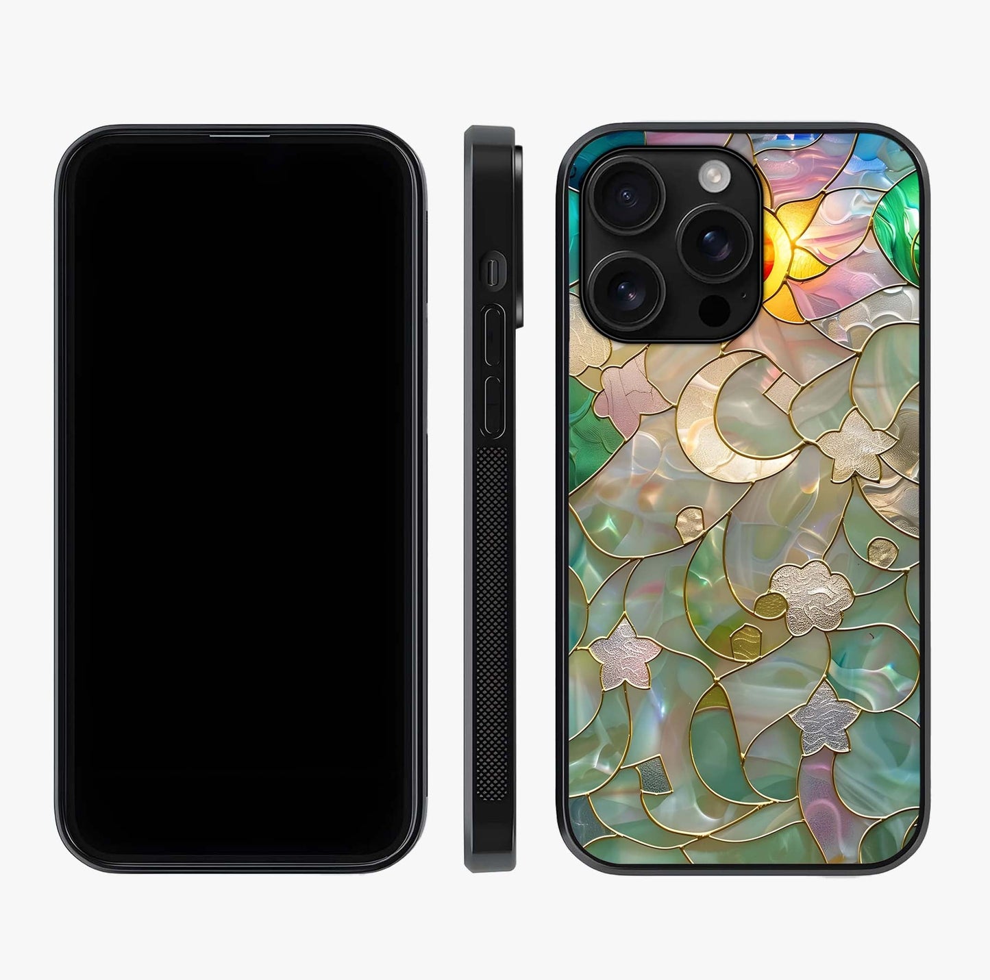 Stained Sunrise Glow Glass Case displayed upright for full design visibility and premium finish.