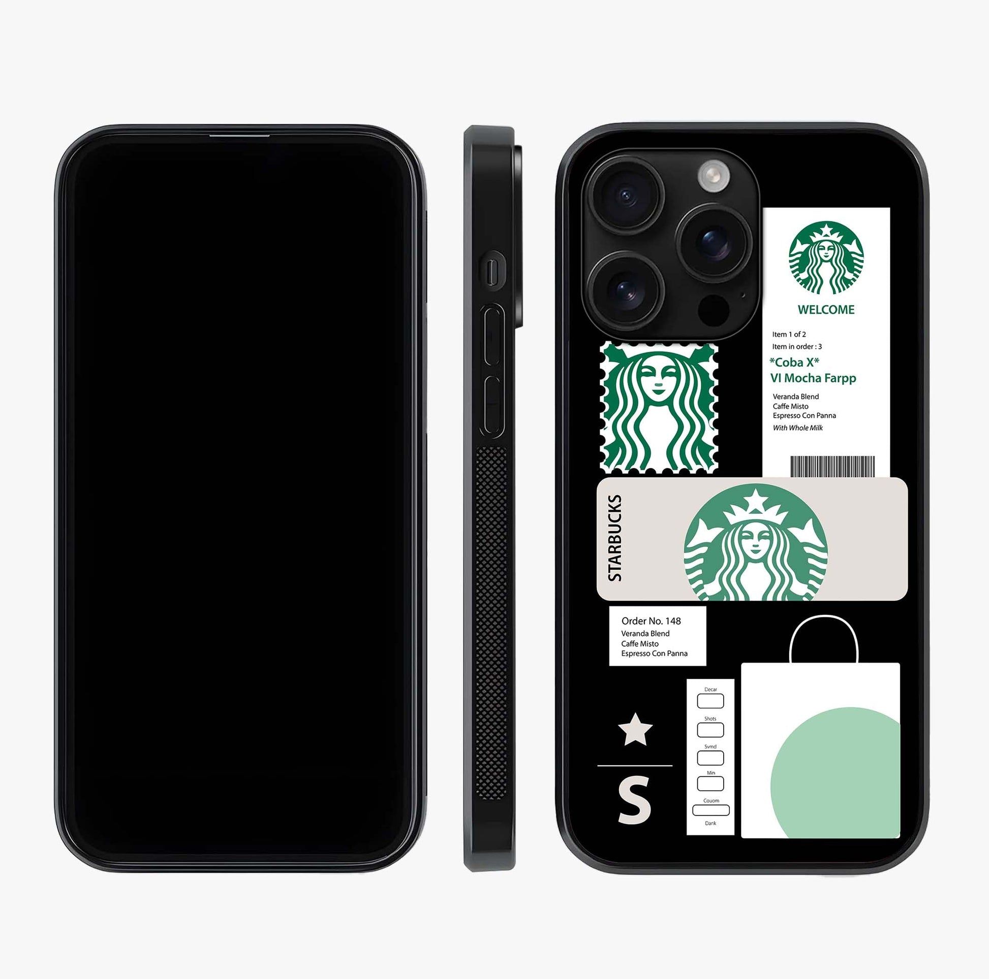 Starbucks Mocha Glass Case displayed upright for full design visibility and premium finish.