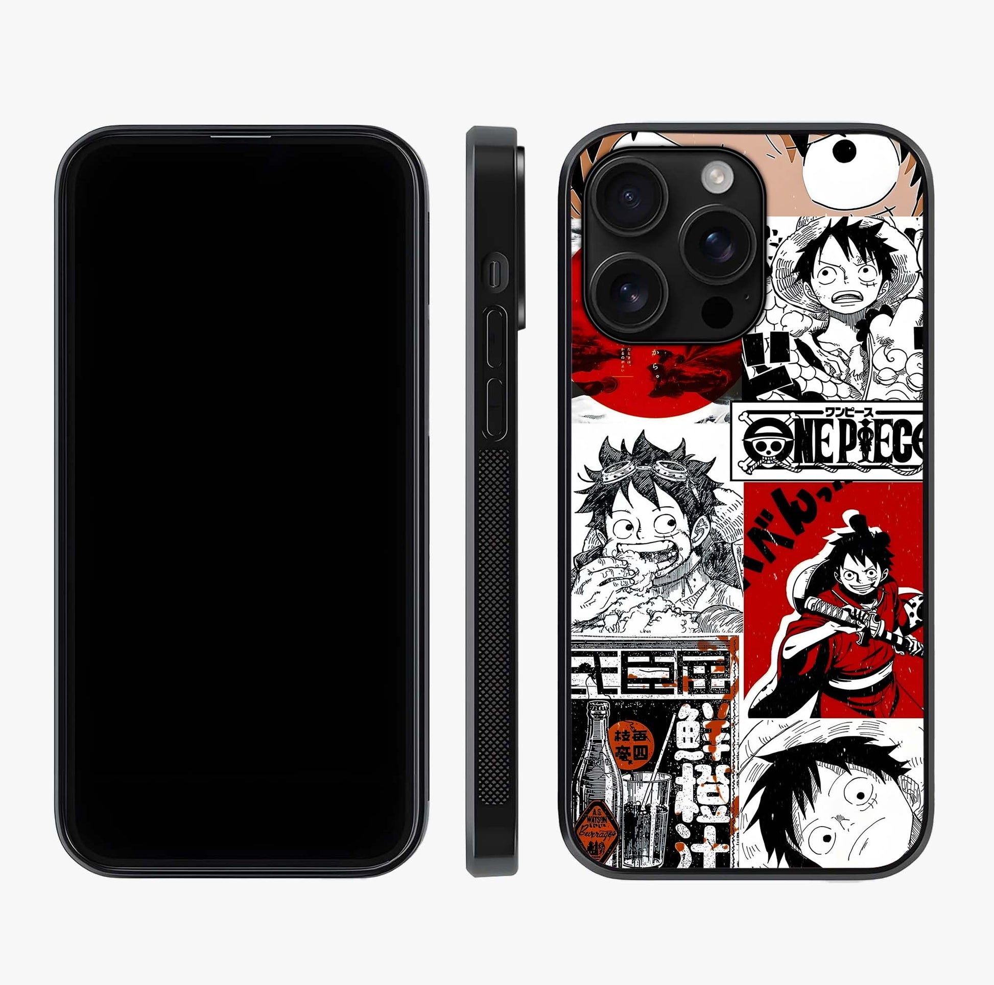 Strawhat Chaos Panels Glass Case displayed upright for full design visibility and premium finish.
