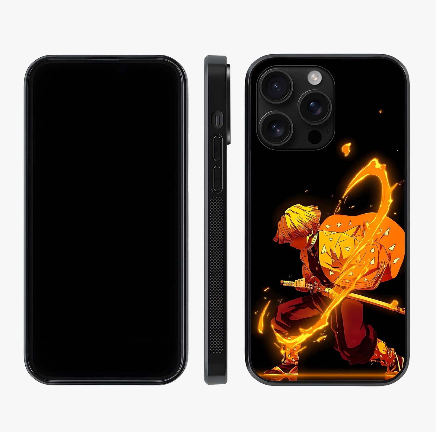 Thunder Flame Execution Glass Case displayed upright for full design visibility and premium finish.