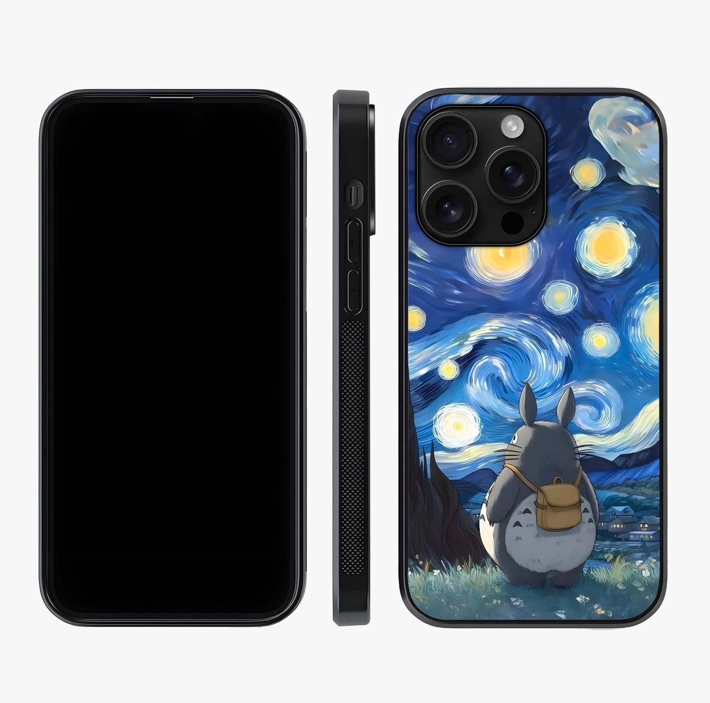 Totoro In Van Gogh Art Glass Case displayed upright for full design visibility and premium finish.