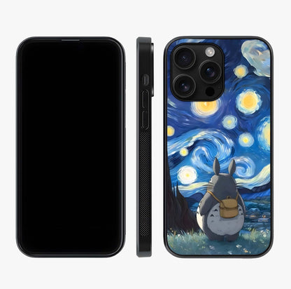 Totoro In Van Gogh Art Glass Case displayed upright for full design visibility and premium finish.
