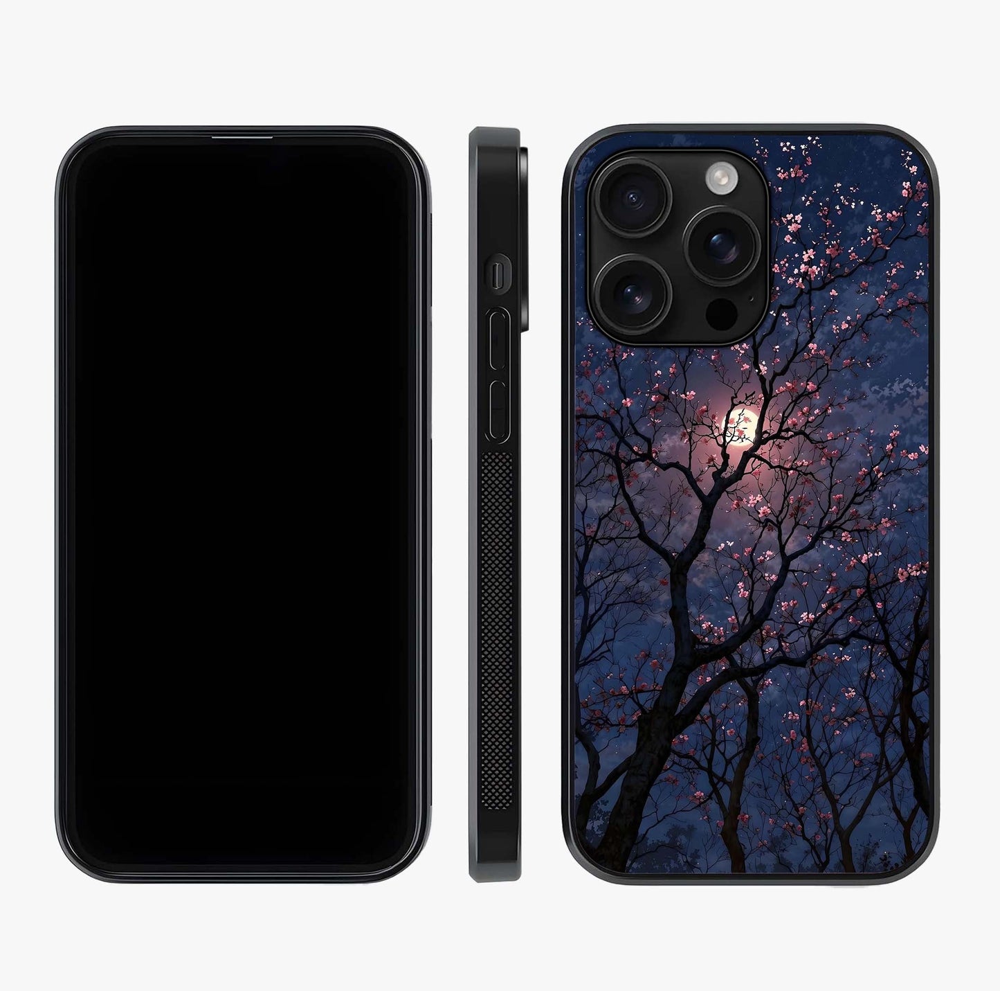 Twilight Sakura Serenade Glass Case displayed upright for full design visibility and premium finish.