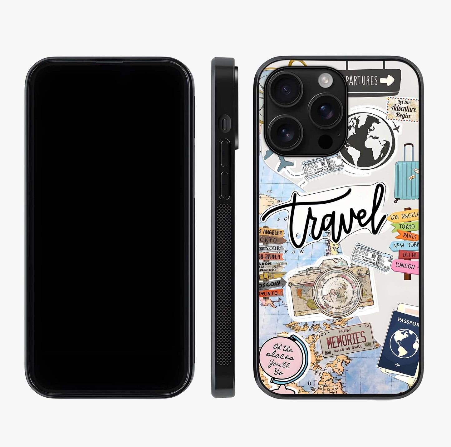Wanderlust Journal Glass Case displayed upright for full design visibility and premium finish.