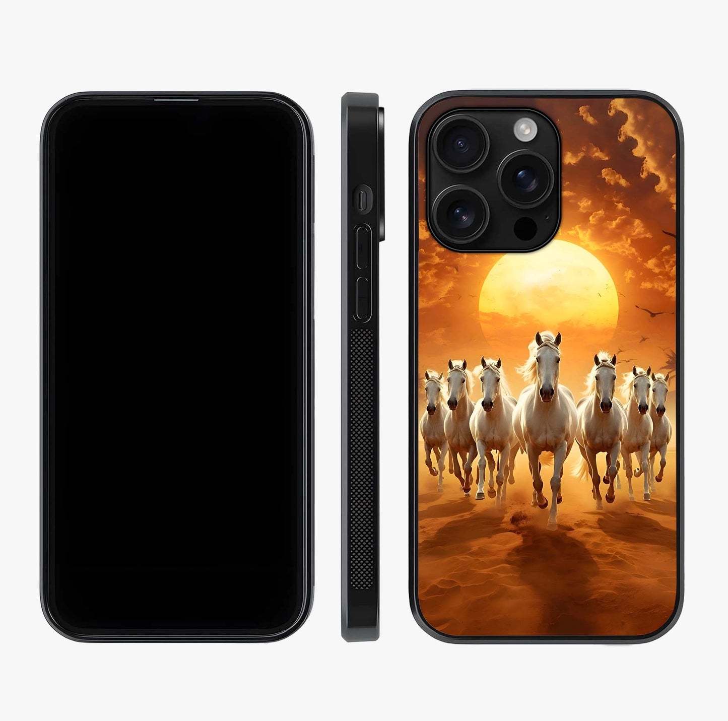 Wild Sunset Majesty Glass Case displayed upright for full design visibility and premium finish.
