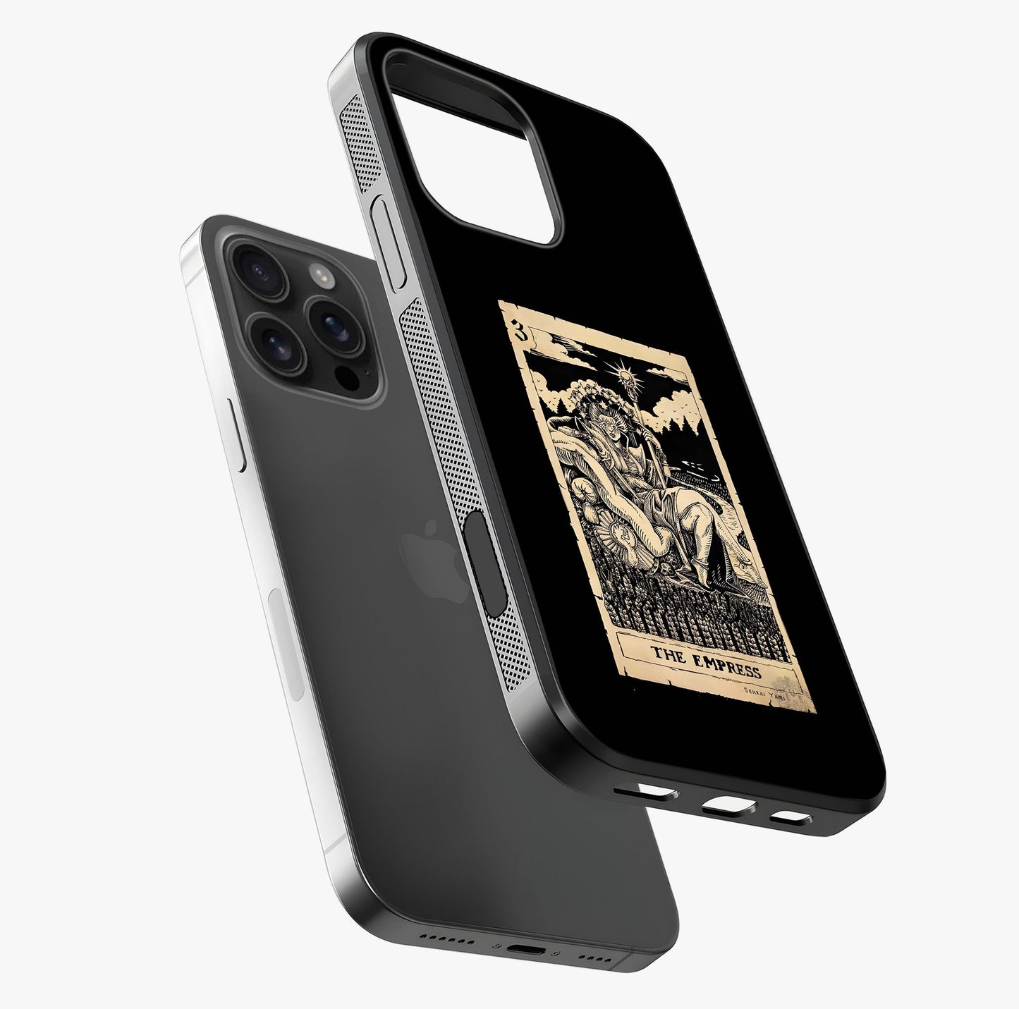 The Empress Glass Case laid diagonally highlighting side profile, edges and glossy glass shine.