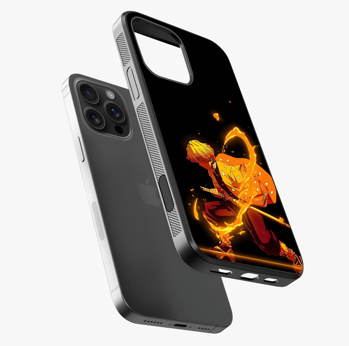 Thunder Flame Execution Glass Case laid diagonally highlighting side profile, edges and glossy glass shine.