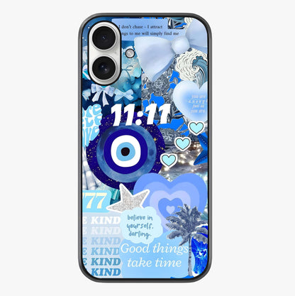 Aesthetic Be Kind Eye Glass Case showing full back design in clean flat view with glossy glass finish.