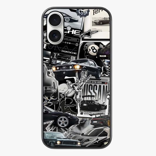 Aesthetic Dark Love Glass Case showing full back design in clean flat view with glossy glass finish.