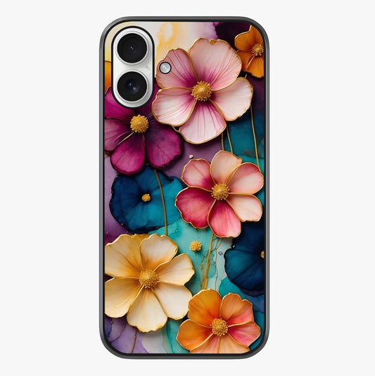 Artlyn Grace Flower Pattern Glass Case showing full back design in clean flat view with glossy glass finish.