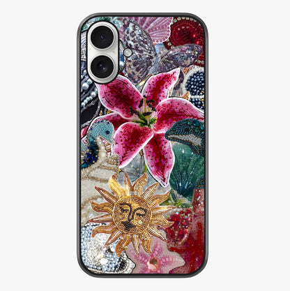Beaded Garden Fantasy Glass Case showing full back design in clean flat view with glossy glass finish.