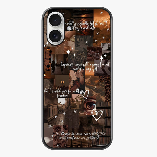 Bittersweet Aesthetic Chaos Glass Case showing full back design in clean flat view with glossy glass finish.