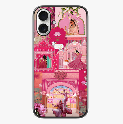 Blossoms Of Rajasthan Glass Case showing full back design in clean flat view with glossy glass finish.