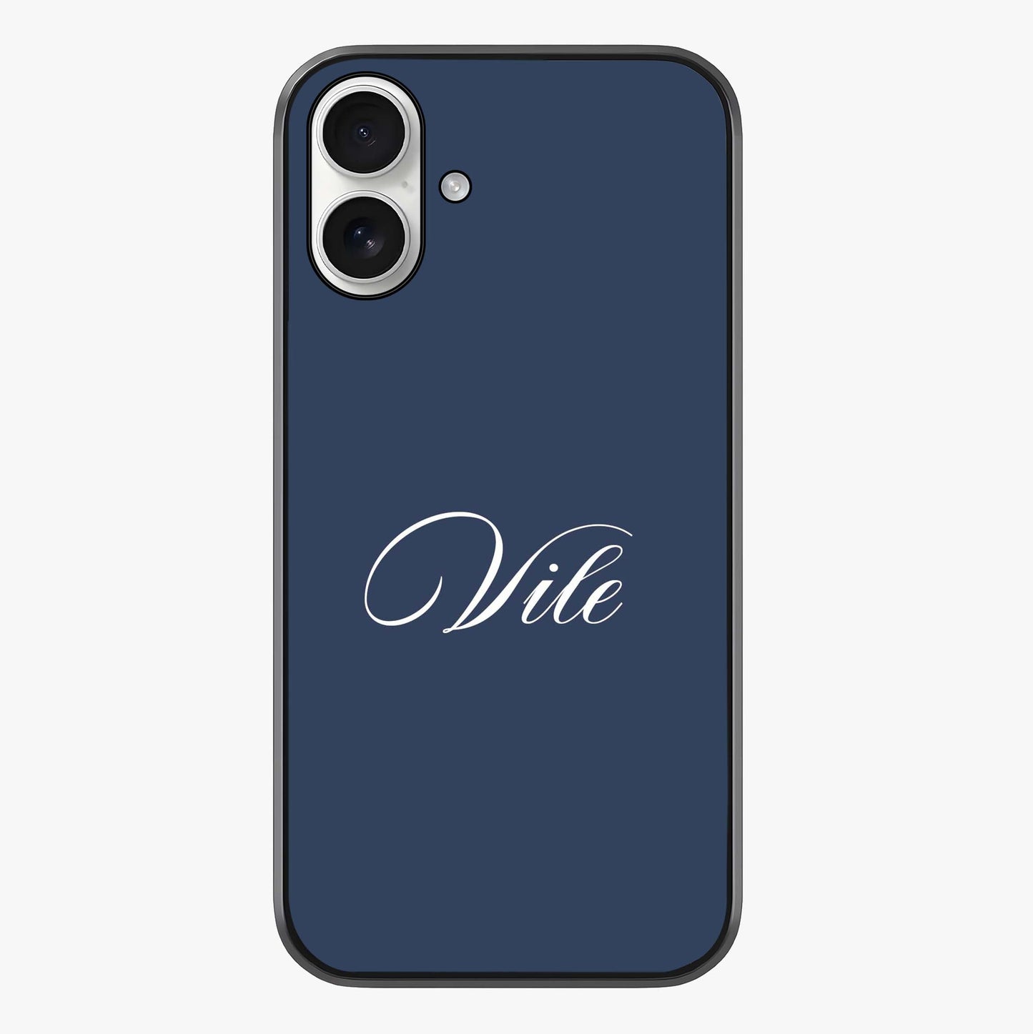 Blue Background Personalized Custom Name Glass Case showing full back design in clean flat view with glossy glass finish.