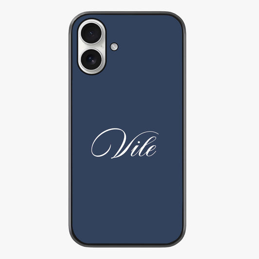 Blue Background Personalized Custom Name Glass Case showing full back design in clean flat view with glossy glass finish.
