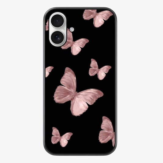 Butterfly Pattern Glass Case showing full back design in clean flat view with glossy glass finish.