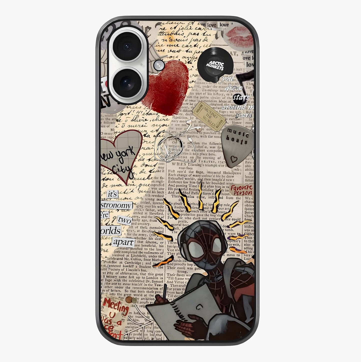 City Dream Sketch Glass Case showing full back design in clean flat view with glossy glass finish.