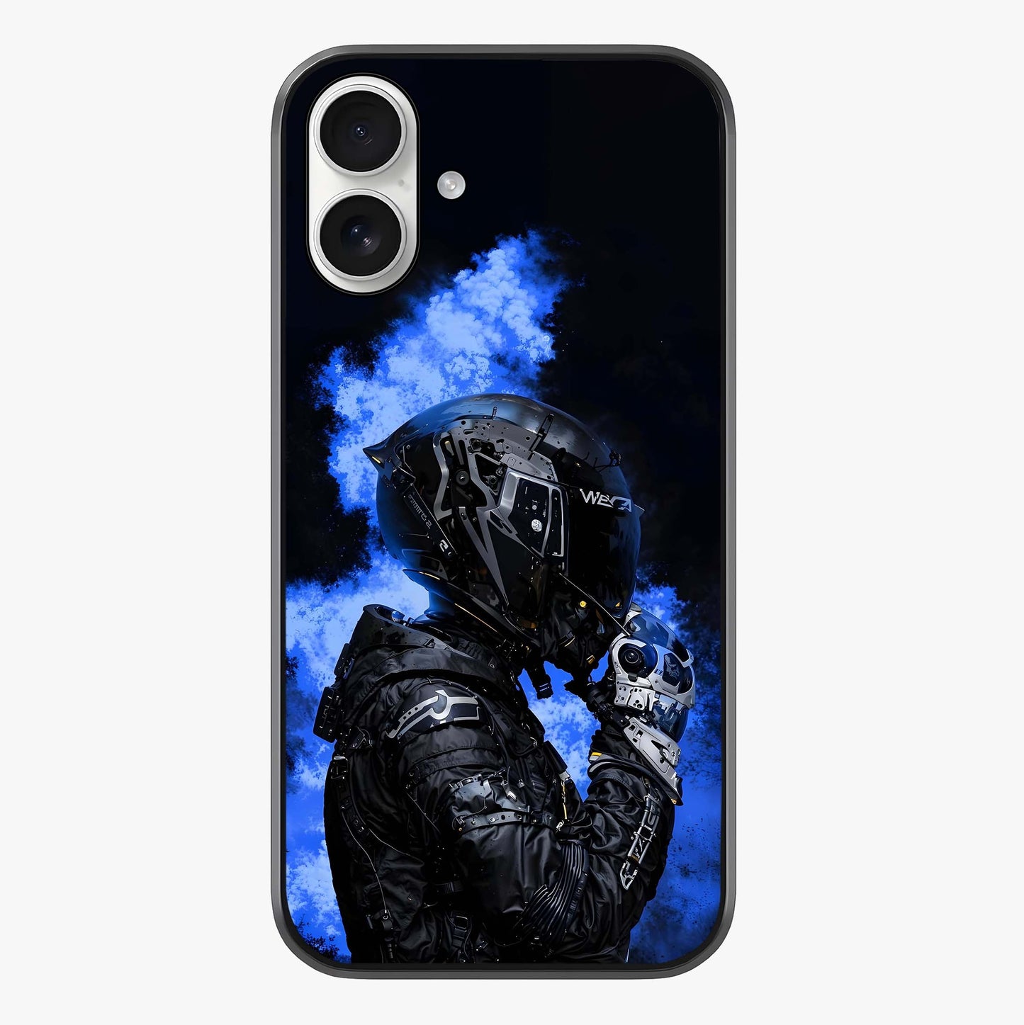 Cyber Sentinel Protocol Glass Case showing full back design in clean flat view with glossy glass finish.