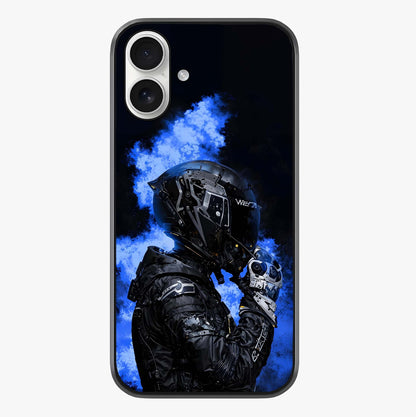 Cyber Sentinel Protocol Glass Case showing full back design in clean flat view with glossy glass finish.