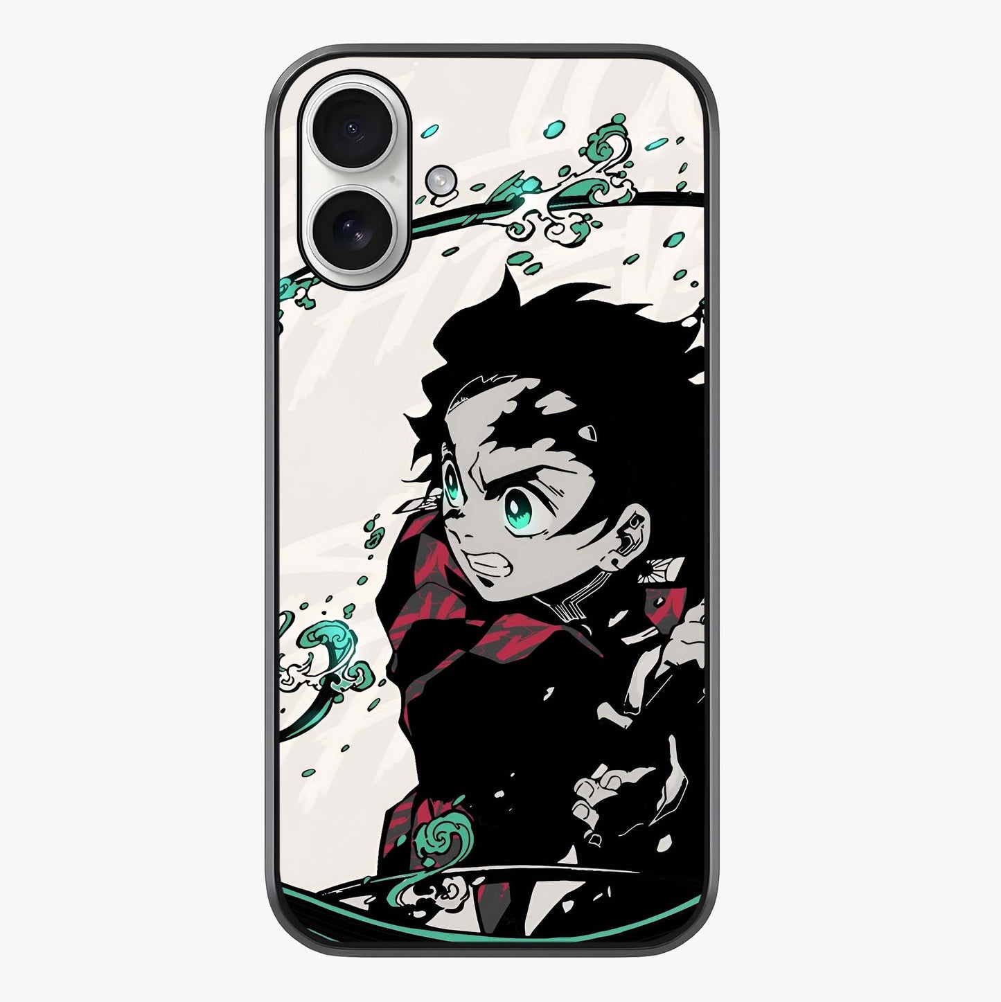 Demon Slayer Glass Case showing full back design in clean flat view with glossy glass finish.