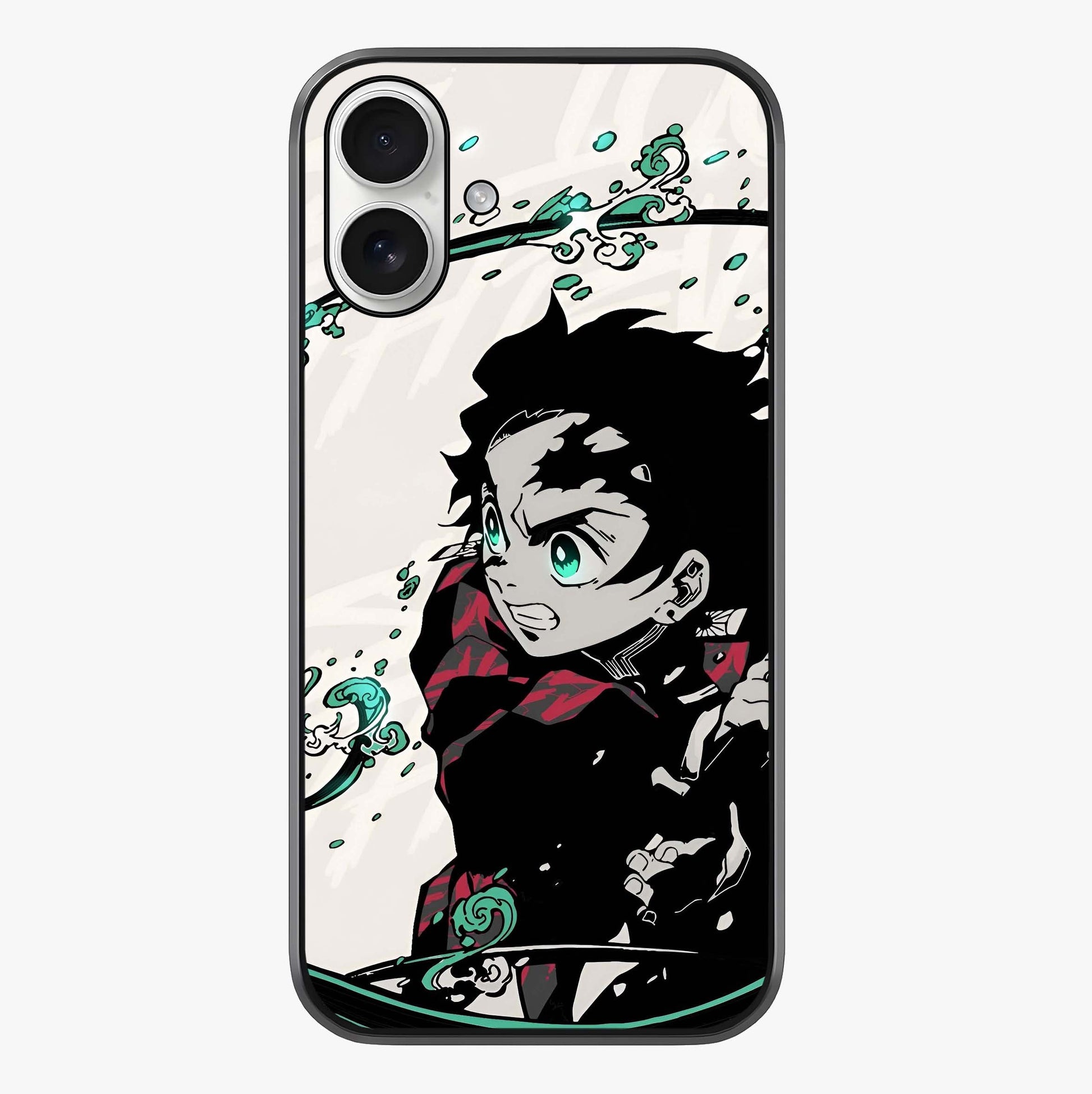 Demon Slayer Glass Case showing full back design in clean flat view with glossy glass finish.