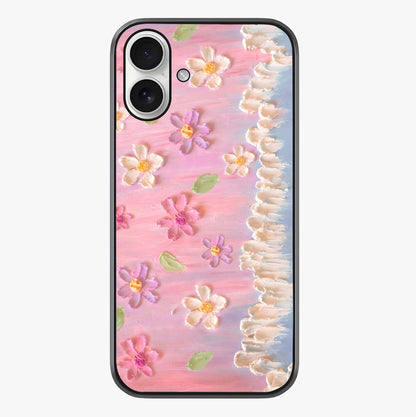 Dreamy Painted Garden Glass Case showing full back design in clean flat view with glossy glass finish.