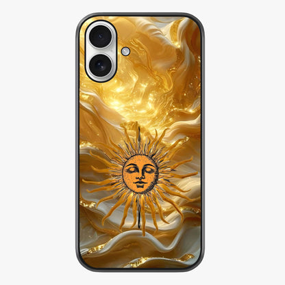 Eternal Golden Glow Glass Case showing full back design in clean flat view with glossy glass finish.