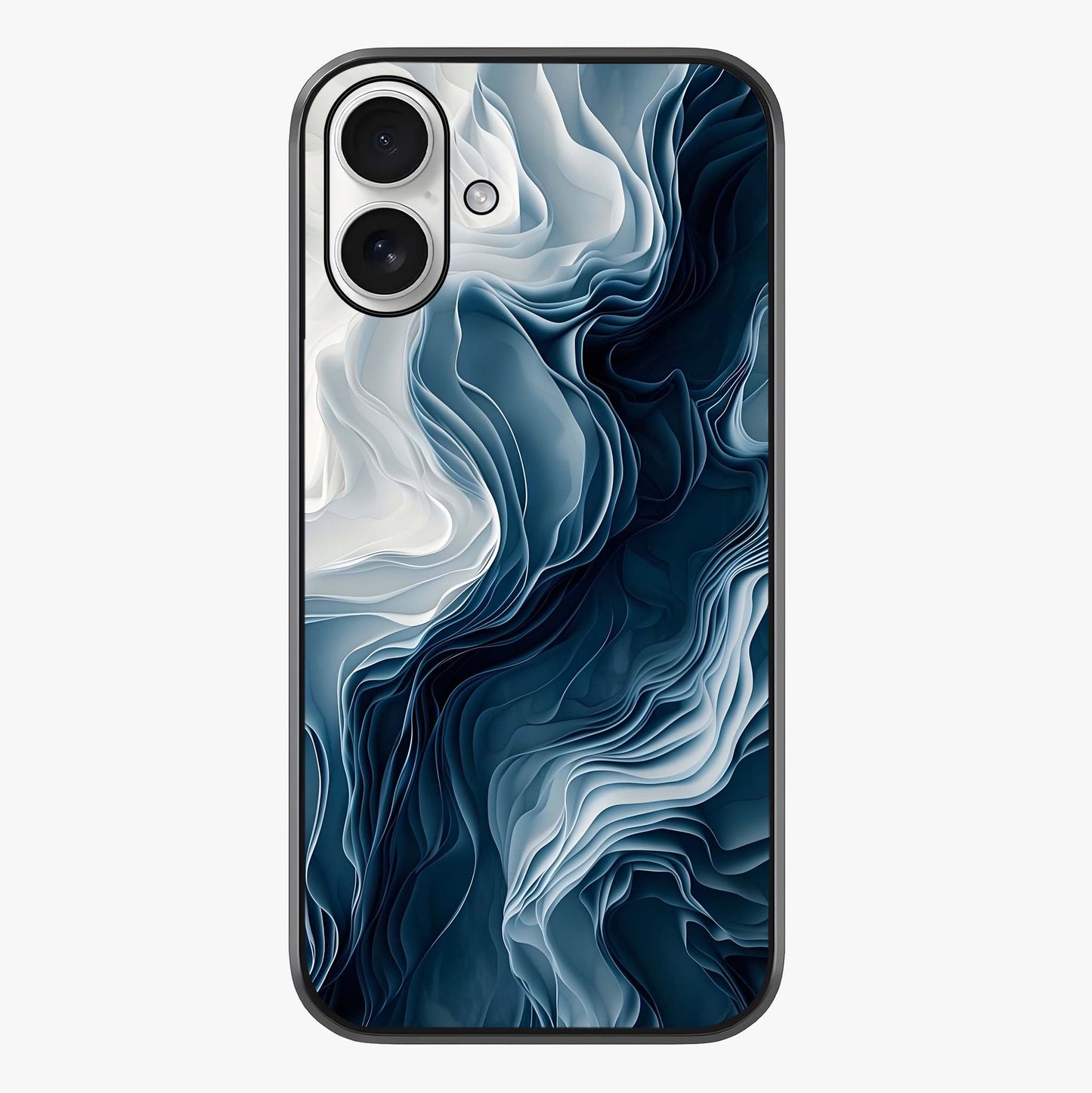 Ethereal Paper Marble Glass Case showing full back design in clean flat view with glossy glass finish.