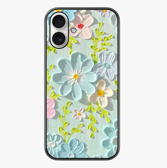 Frosted Petal Garden Glass Case showing full back design in clean flat view with glossy glass finish.