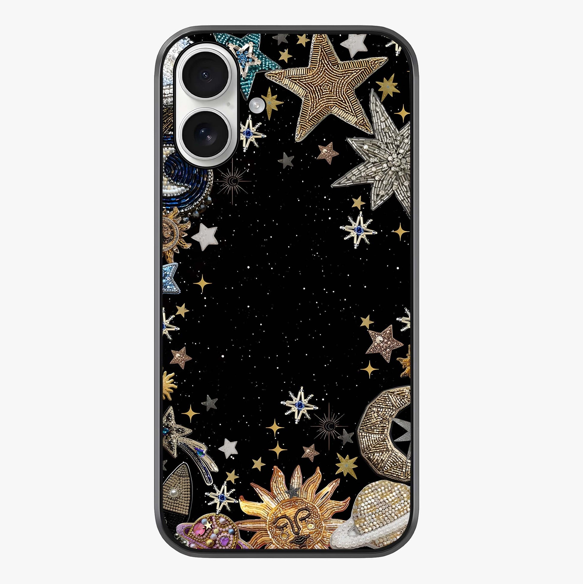 Galactic Jewel Stars Glass Case showing full back design in clean flat view with glossy glass finish.
