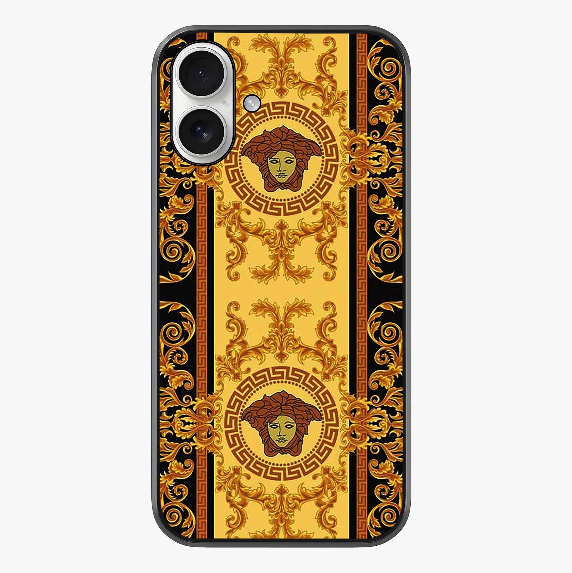 Golden Lotus Glow Glass Case showing full back design in clean flat view with glossy glass finish.